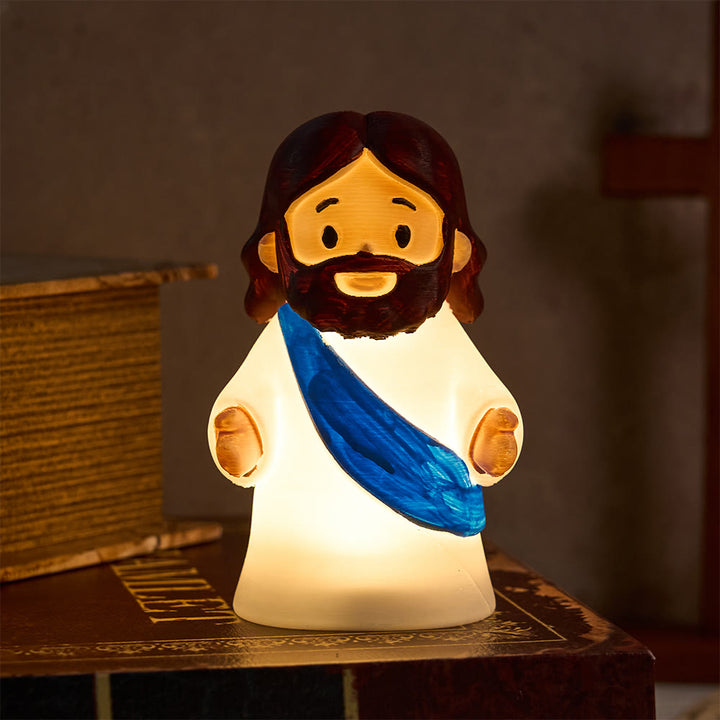 Christianartworkshop Glowing Jesus Tap Light Easter Ornament: Merge Playful Charm with His Care - Blue - image 19