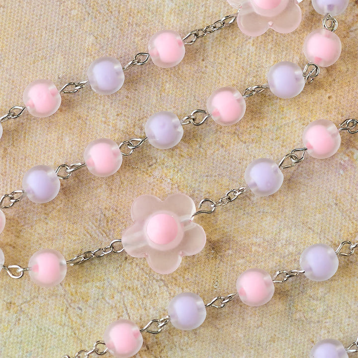 Christianartworkshop Pastel Bead Floral Cluster Rosary: A Symbol of Marian Purity and Faith - image 4
