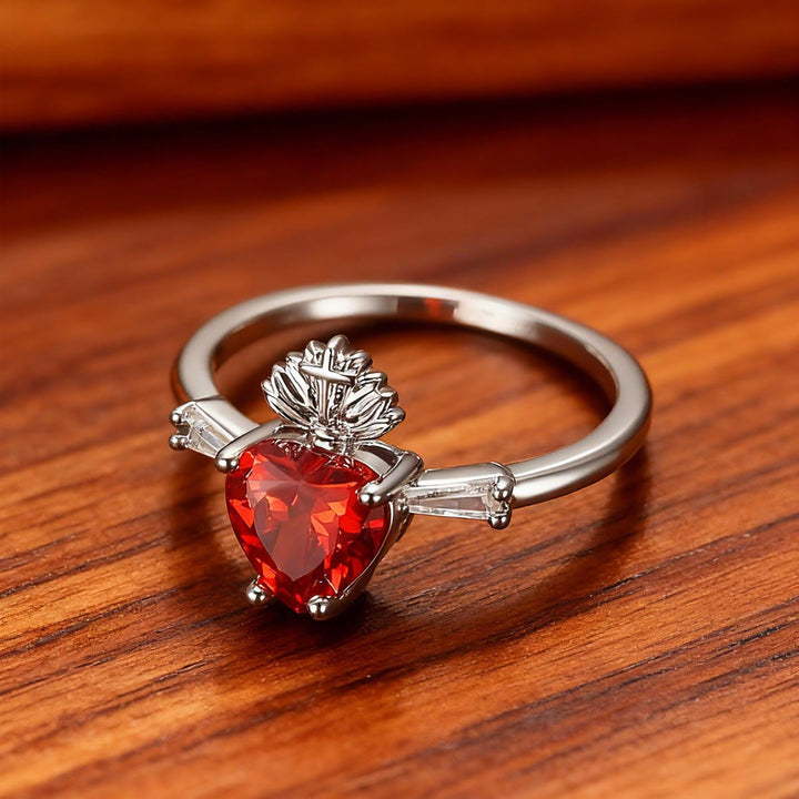 Christianartworkshop Sacred Heart Crystal Ring: A Symbol of Christ’s Unconditional Love - Silver - US 11 - image 4