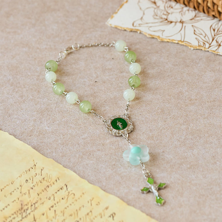 Christianartworkshop 3-Style Pastel Pocket Rosary with Flower Charm: Silver-Toned Crucifix for Marian Prayer - image 8