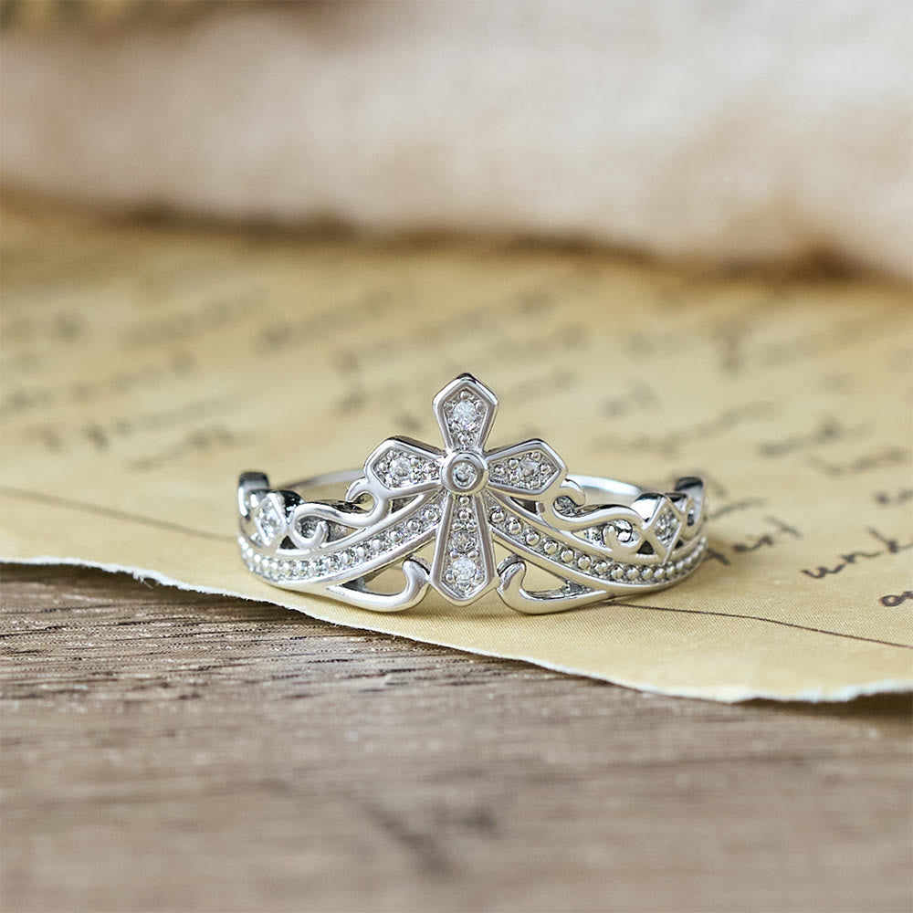 Christianartworkshop Dual Polished Style Cross-Crown Ring: Carry His Royal Care Close Daily - image 13