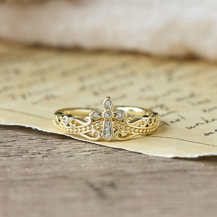 Christianartworkshop Dual Polished Style Cross-Crown Ring: Carry His Royal Care Close Daily - image 6