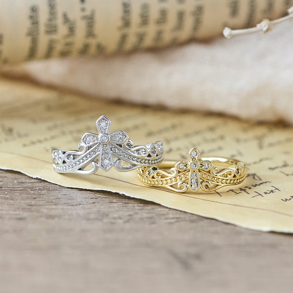 Christianartworkshop Dual Polished Style Cross-Crown Ring: Carry His Royal Care Close Daily - image 1