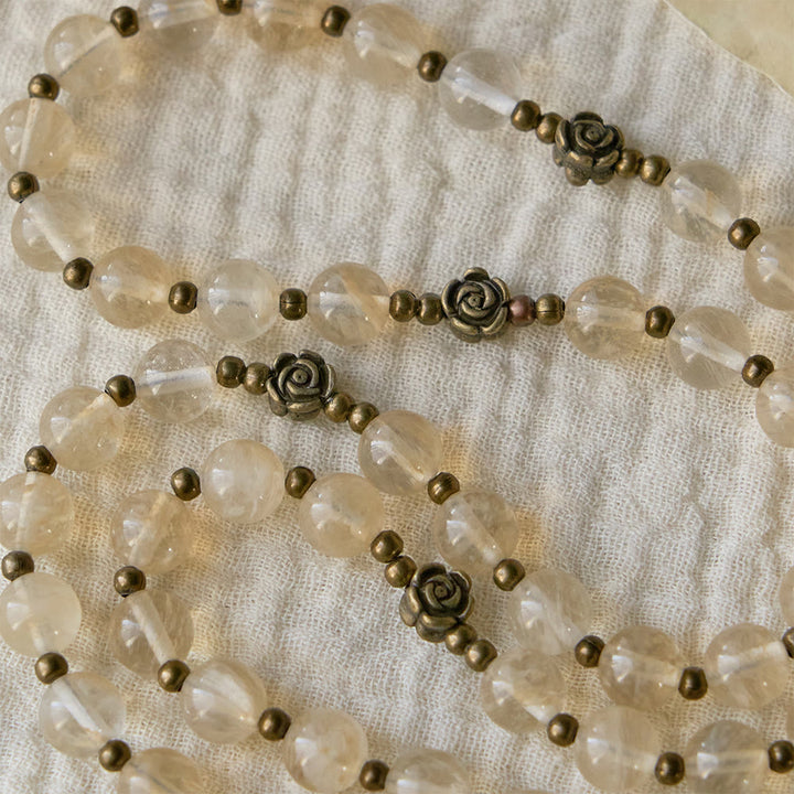 Christianartworkshop Amber Glass Bead Rosary with Camellia Accents: A Symbol of Christ’s Light & Purity - image 4