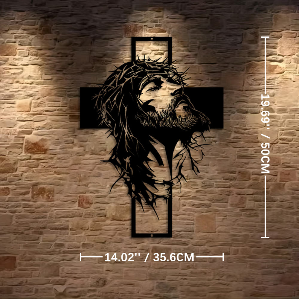 Christianartworkshop Crown of Thorns Jesus Cross Metal Wall Decor: Heartfelt Faith Statement  - Black - 14.02''*19.69''*0.05''/35.6cm*50cm*0.12cm - image 3