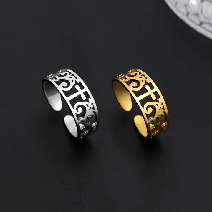 Christianartworkshop Filigree Cross Cutout Ring: A Symbol of Christ’s Enduring Grace - image 0
