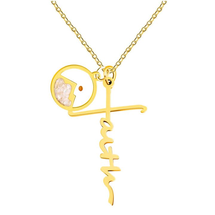 Christianartworkshop Faith Script Cross Mustard Seed Necklace: A Symbol of Mountain-Moving Belief - Golden + White - image 17