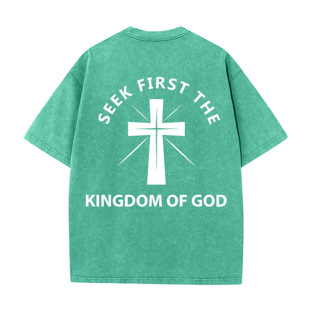Christianartworkshop Seek First the Kingdom of God Unisex Washed T-Shirt - image 7