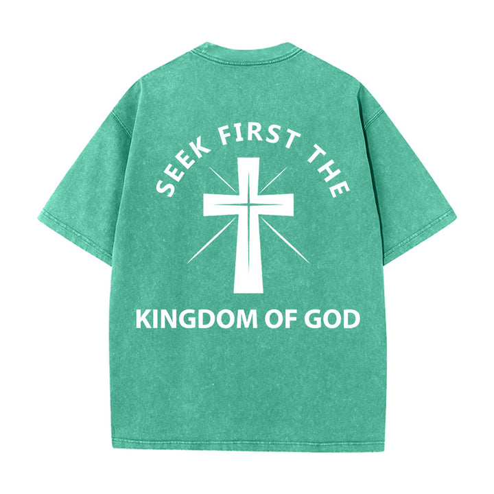 Christianartworkshop Seek First the Kingdom of God Unisex Washed T-Shirt - image 7