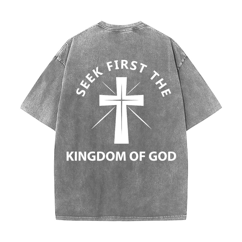Christianartworkshop Seek First the Kingdom of God Unisex Washed T-Shirt - image 4