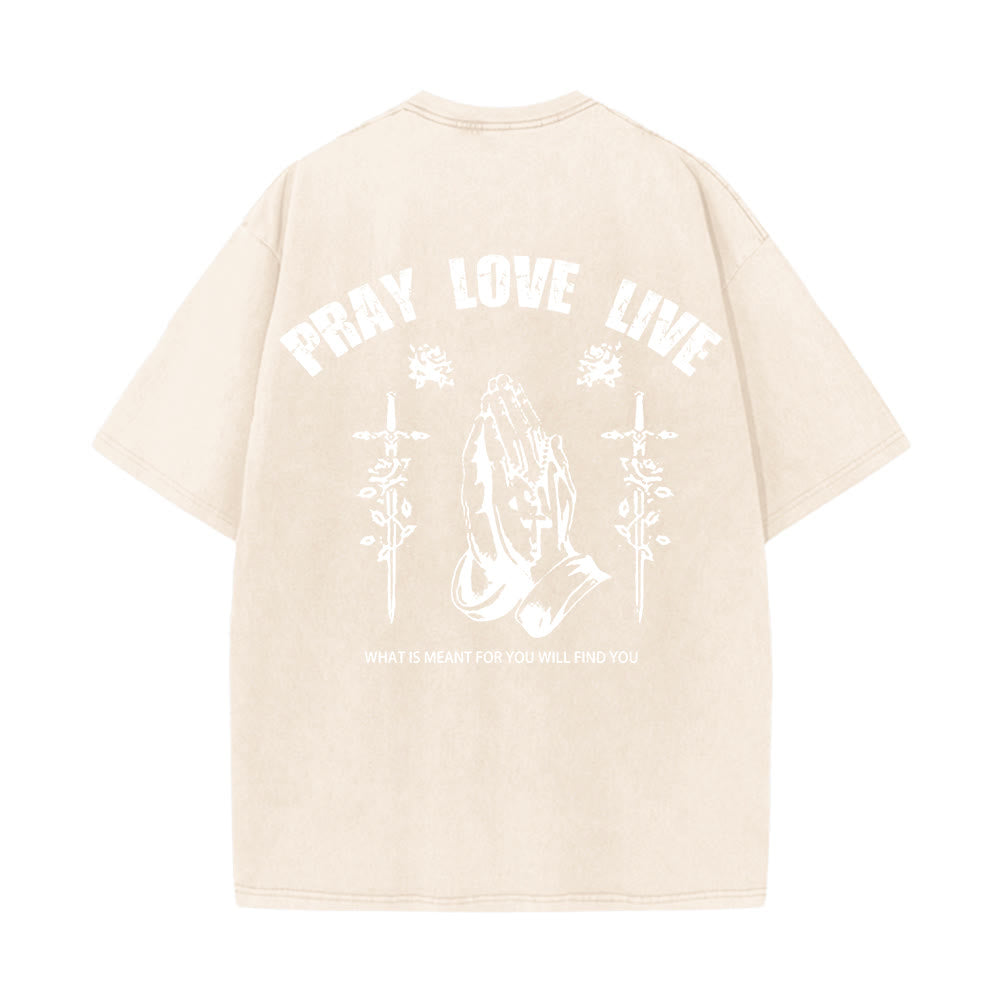 Christianartworkshop God Willing Pray Love Live Unisex Washed T-Shirt - image 19
