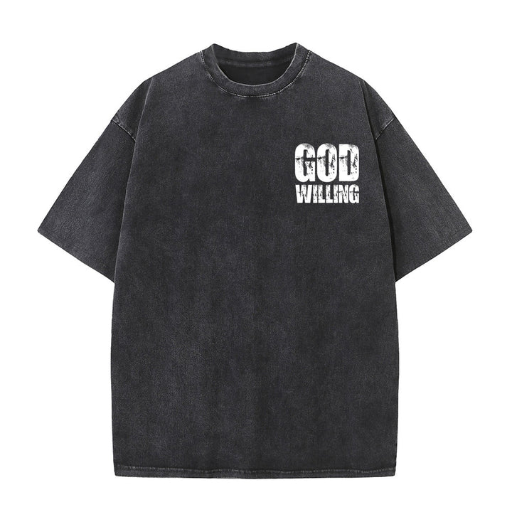 Christianartworkshop God Willing Pray Love Live Unisex Washed T-Shirt - image 5