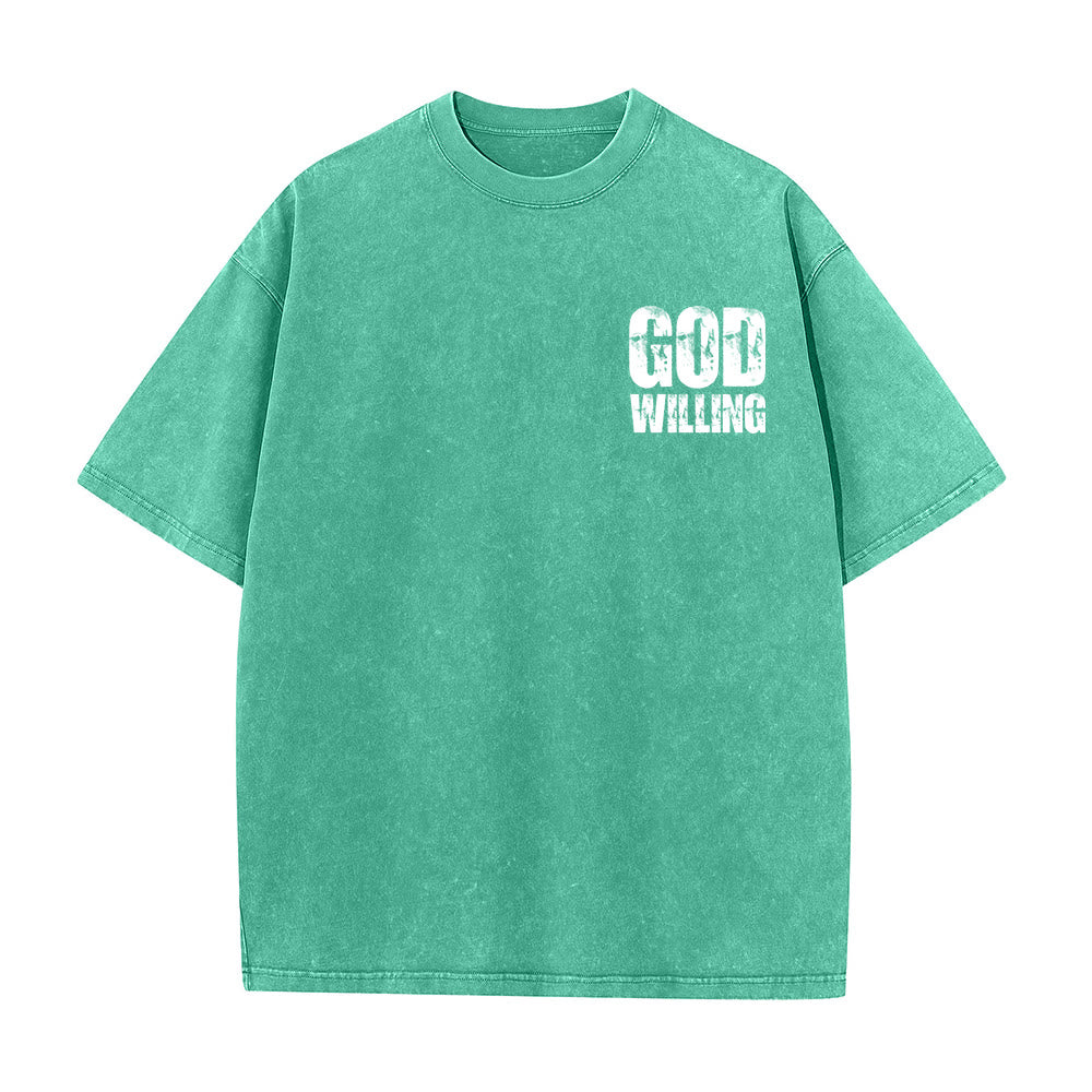 Christianartworkshop God Willing Pray Love Live Unisex Washed T-Shirt - image 11