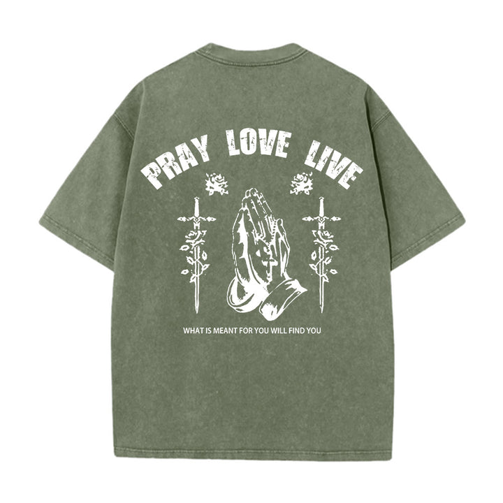 Christianartworkshop God Willing Pray Love Live Unisex Washed T-Shirt - image 13