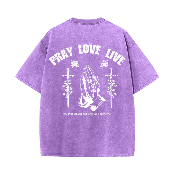 Christianartworkshop God Willing Pray Love Live Unisex Washed T-Shirt - image 22