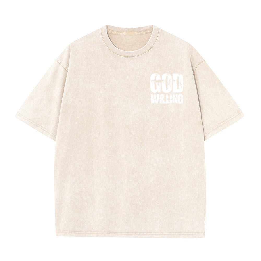 Christianartworkshop God Willing Pray Love Live Unisex Washed T-Shirt - image 20