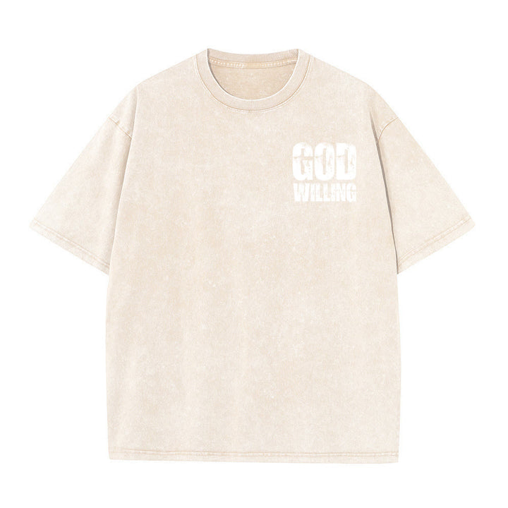 Christianartworkshop God Willing Pray Love Live Unisex Washed T-Shirt - image 20
