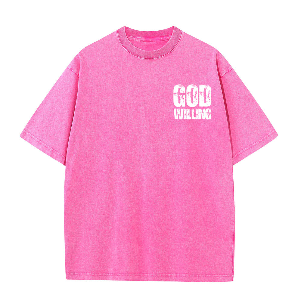 Christianartworkshop God Willing Pray Love Live Unisex Washed T-Shirt - image 26