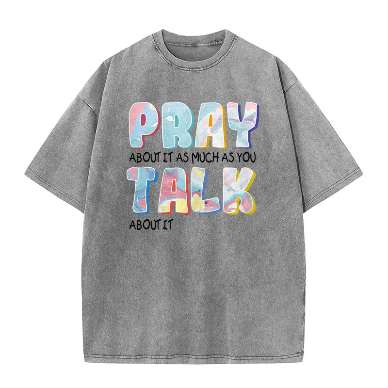 Christianartworkshop Pray About It As Much As You Talk About It Unisex Washed T-Shirt - Grey - 5XL - image 2