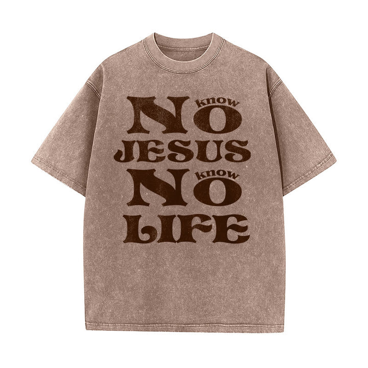 Christianartworkshop No Jesus No Life Unisex Washed T-Shirt - Brown - 5XL - image 4