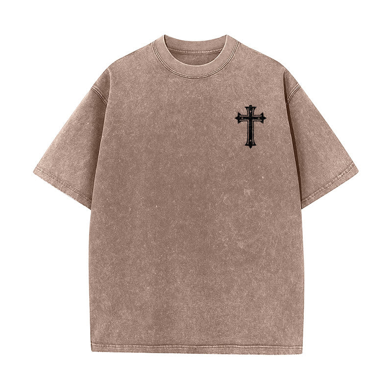 Christianartworkshop Strong Body Strong Faith Cross Crown Unisex Washed T-Shirt - image 14
