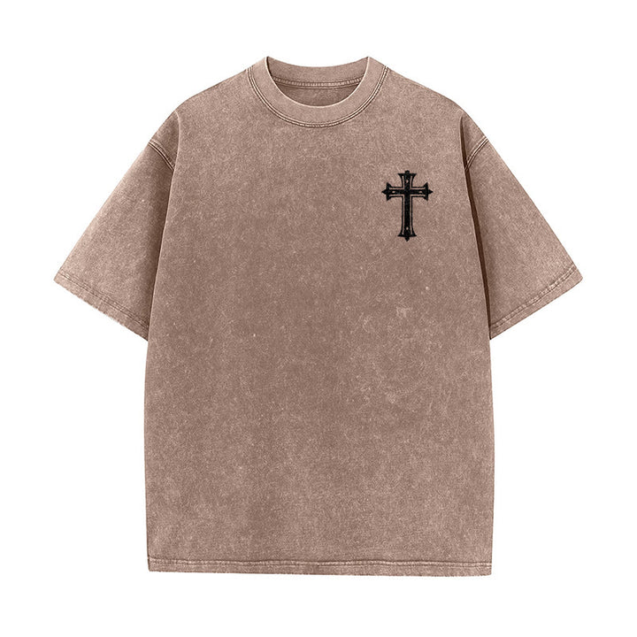 Christianartworkshop Strong Body Strong Faith Cross Crown Unisex Washed T-Shirt - image 14