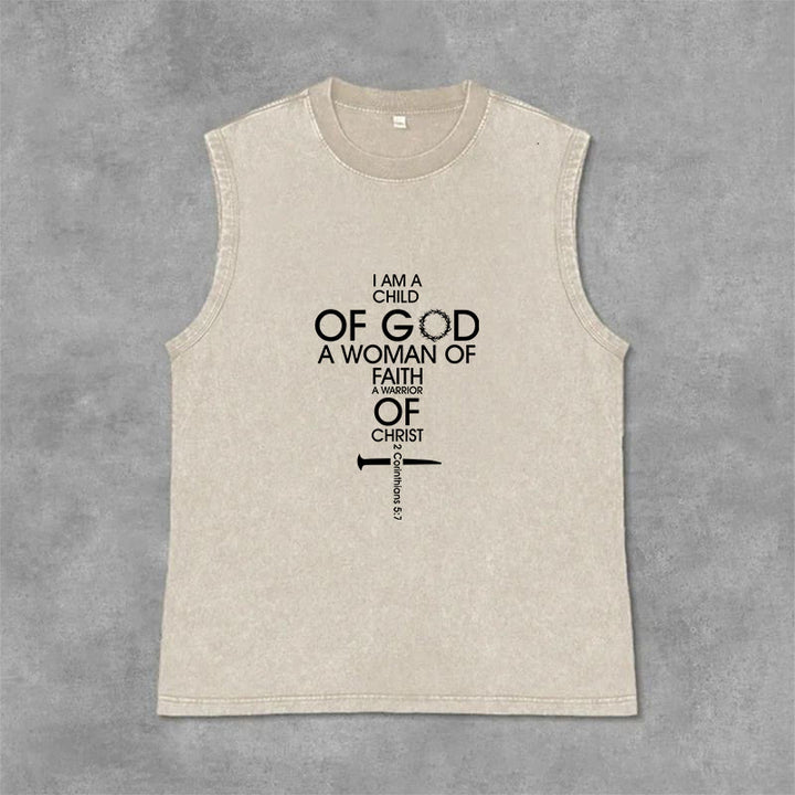 Christianartworkshop Child of God Woman of Faith Unisex Washed Tank Top - Beige - 2XL - image 10