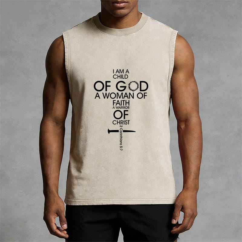 Christianartworkshop Child of God Woman of Faith Unisex Washed Tank Top - image 12