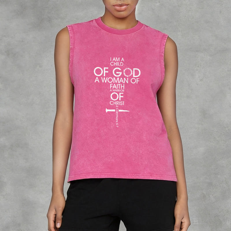 Christianartworkshop Child of God Woman of Faith Unisex Washed Tank Top - image 14