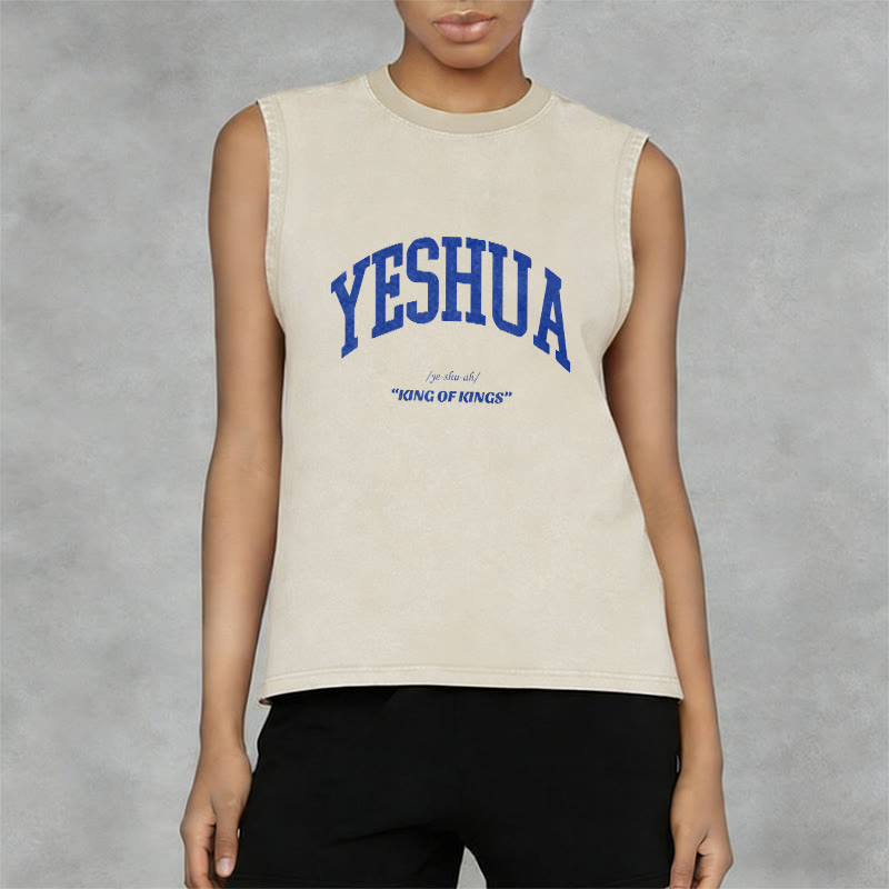 Christianartworkshop Yeshua King Of Kings Unisex Washed Tank Top - image 2