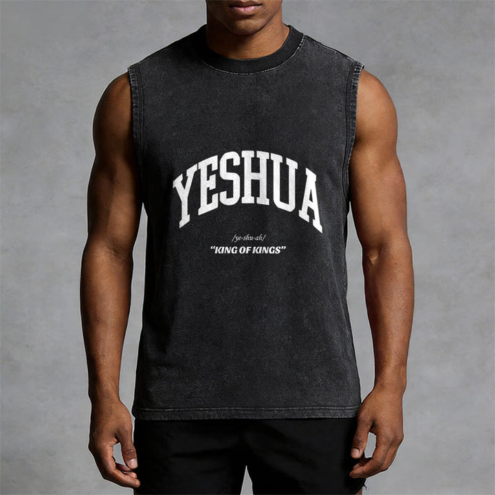 Christianartworkshop Yeshua King Of Kings Unisex Washed Tank Top - image 4