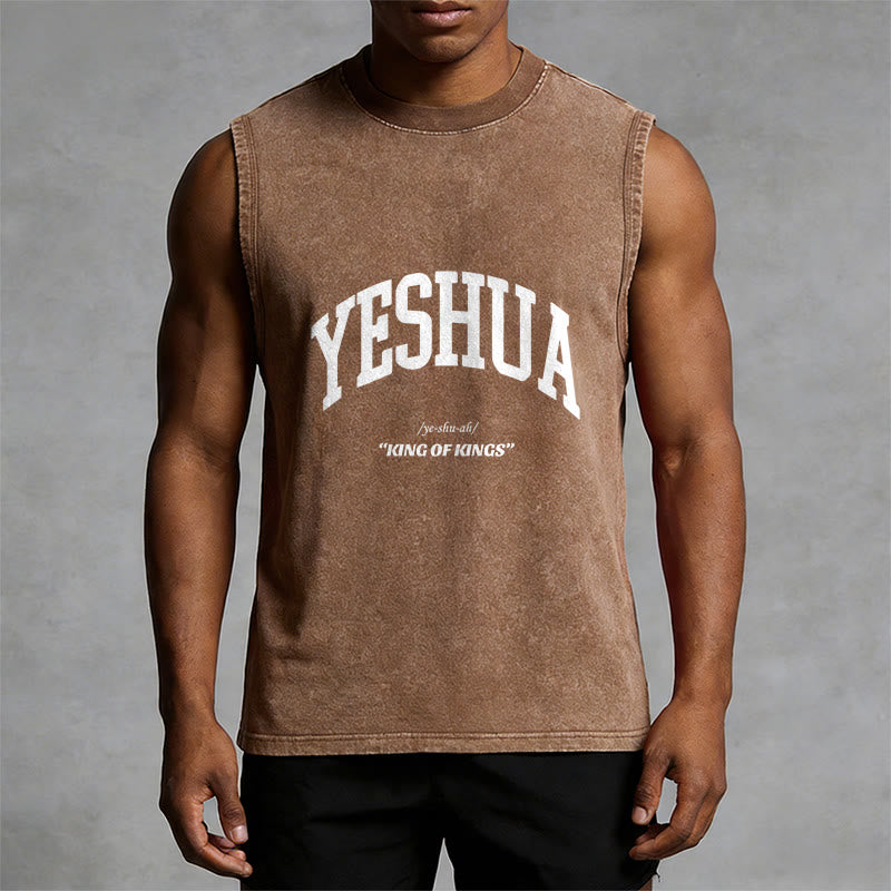 Christianartworkshop Yeshua King Of Kings Unisex Washed Tank Top - image 10