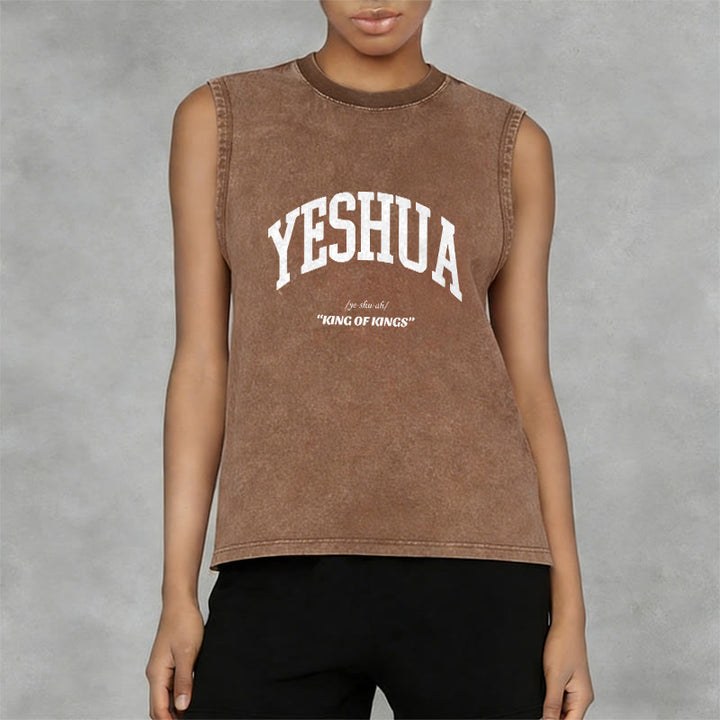Christianartworkshop Yeshua King Of Kings Unisex Washed Tank Top - image 12