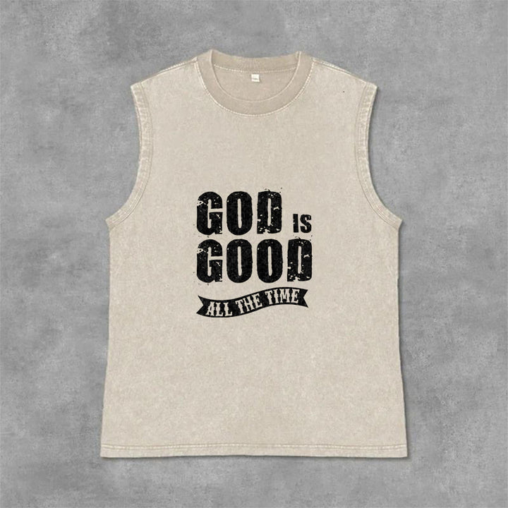 Christianartworkshop God Is Good All The Time Unisex Washed Tank Top - Beige - 2XL - image 9