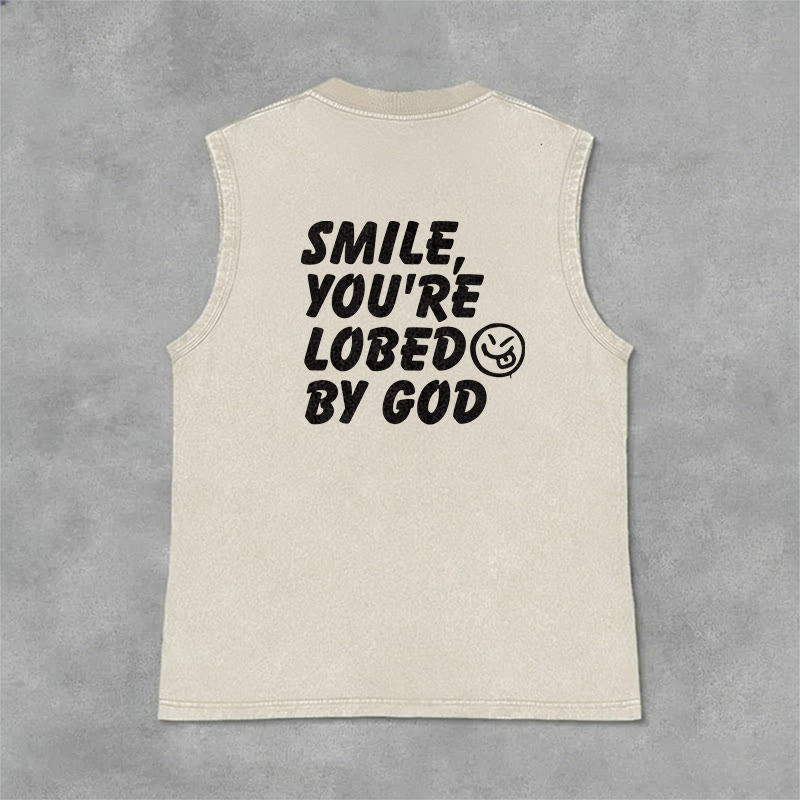 Christianartworkshop Smile You're Loved By God Unisex Washed Tank Top - image 26
