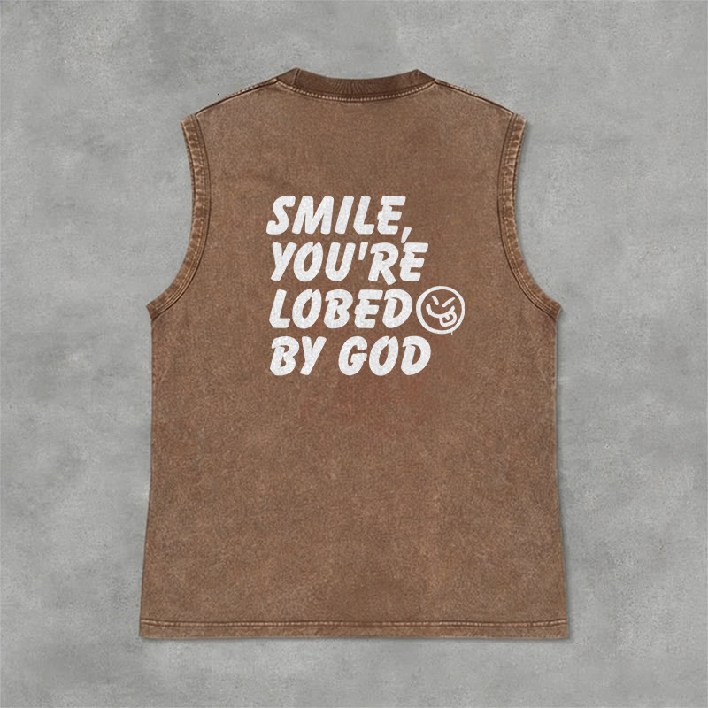Christianartworkshop Smile You're Loved By God Unisex Washed Tank Top - image 19