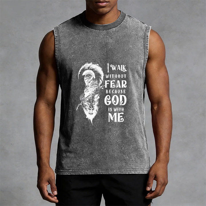 Christianartworkshop I Walk Without Fear God Is With Me Unisex Washed Tank Top - image 7