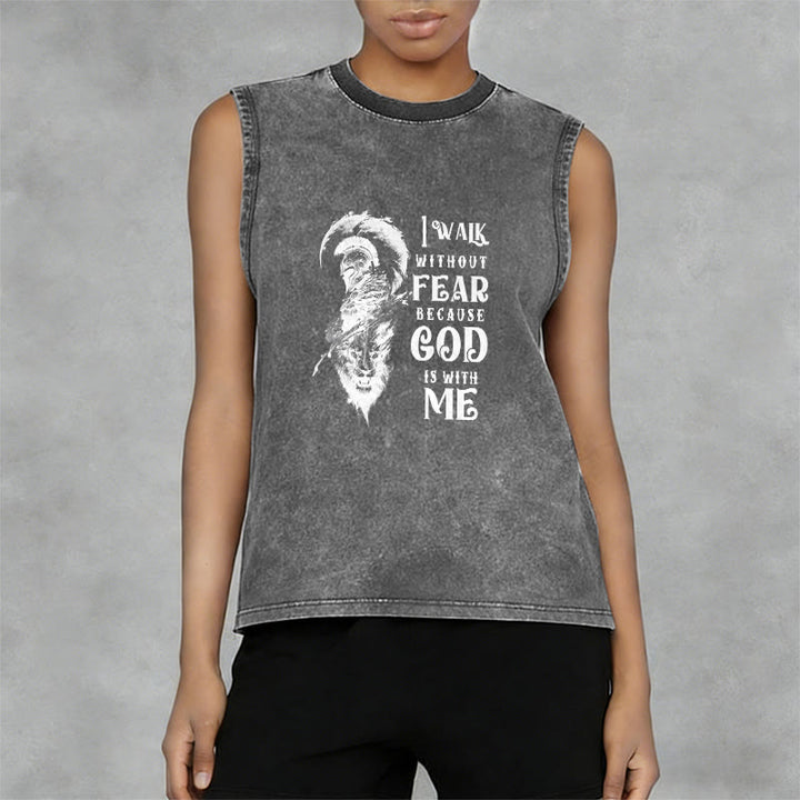 Christianartworkshop I Walk Without Fear God Is With Me Unisex Washed Tank Top - image 8