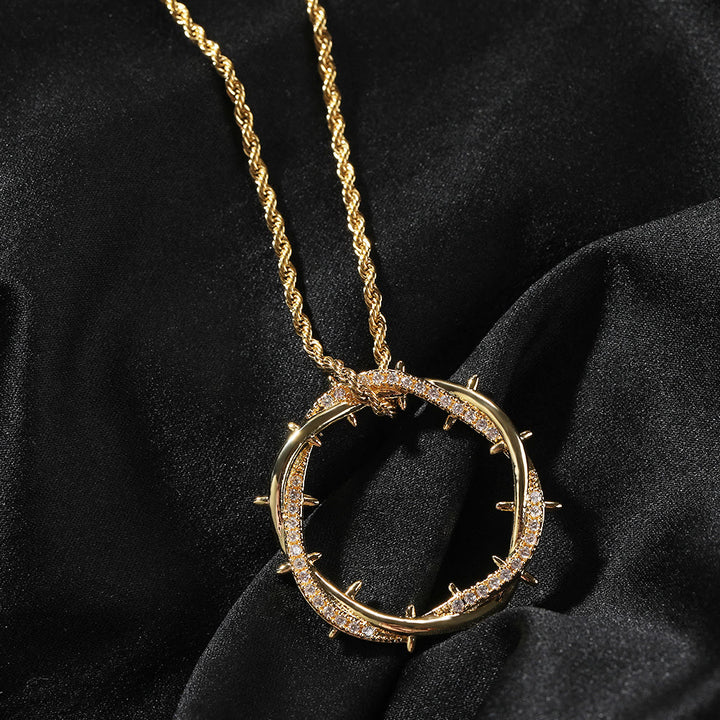 Christianartworkshop Crown of Thorns Zircon Necklace: A Symbol of Christ’s Redemptive Sacrifice - image 1