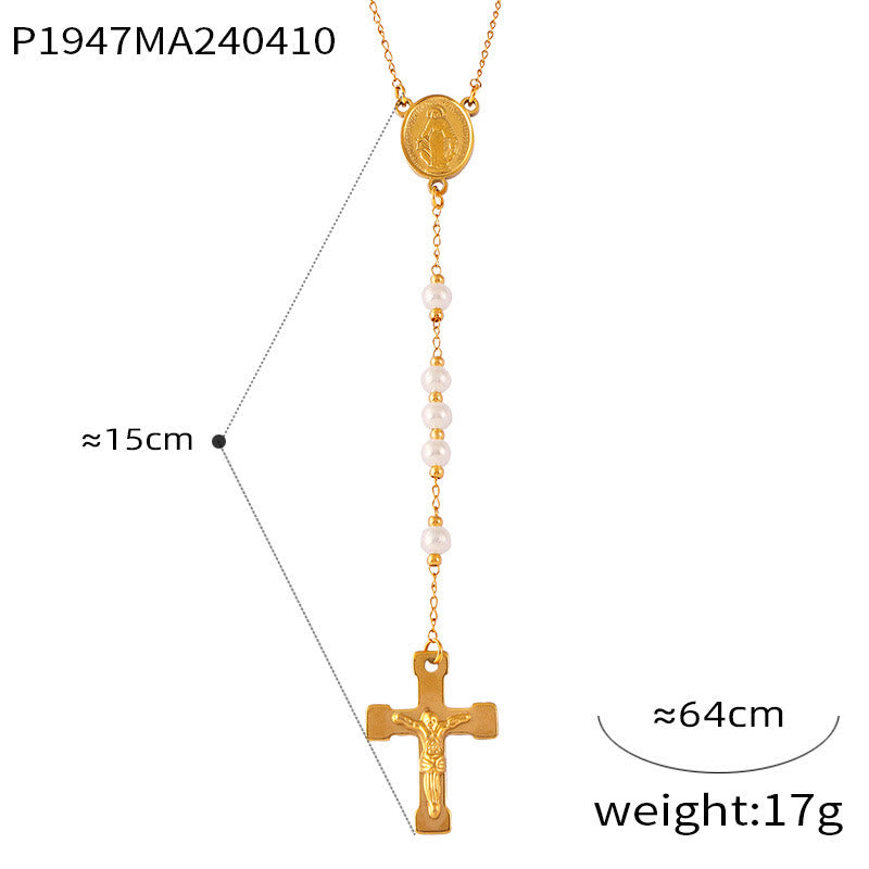 Christianartworkshop Wearable Rosary Beaded Necklace Collection: Gold-Tone Metal for Daily Spiritual Connection - C - image 4