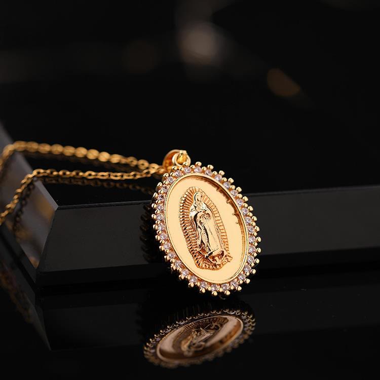 Christianartworkshop Three-Style Our Lady Zircon Pendant Necklace: A Symbol of Mary’s Maternal Intercession - Our Lady C - image 3