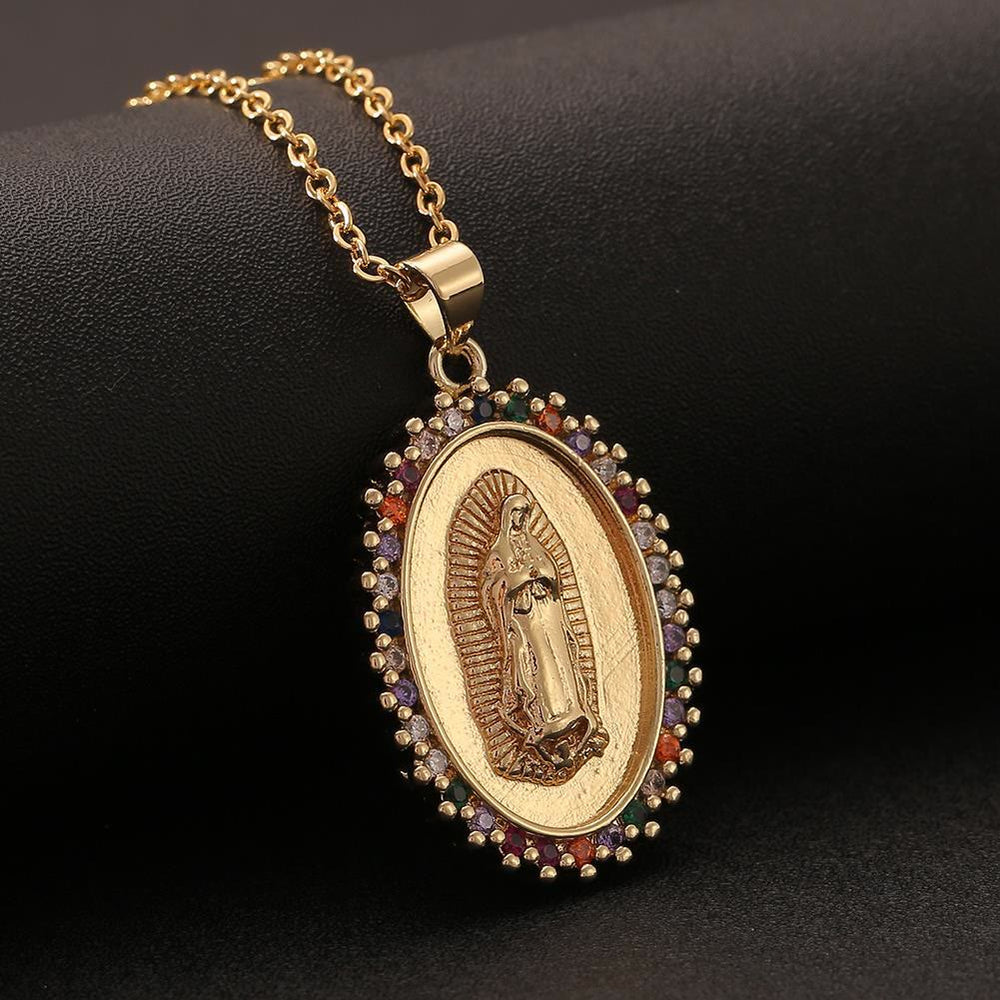 Christianartworkshop Three-Style Our Lady Zircon Pendant Necklace: A Symbol of Mary’s Maternal Intercession - Our Lady A - image 1
