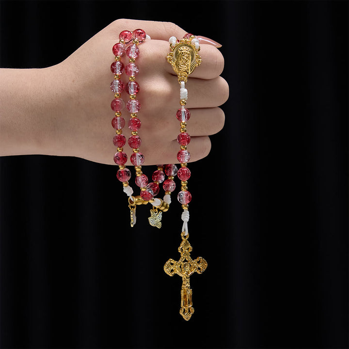 Christianartworkshop Red Glass Bead Holy Spirit Dove Our Lady Rosary: Embody Sacred Love and Vibrant Devotion - image 15