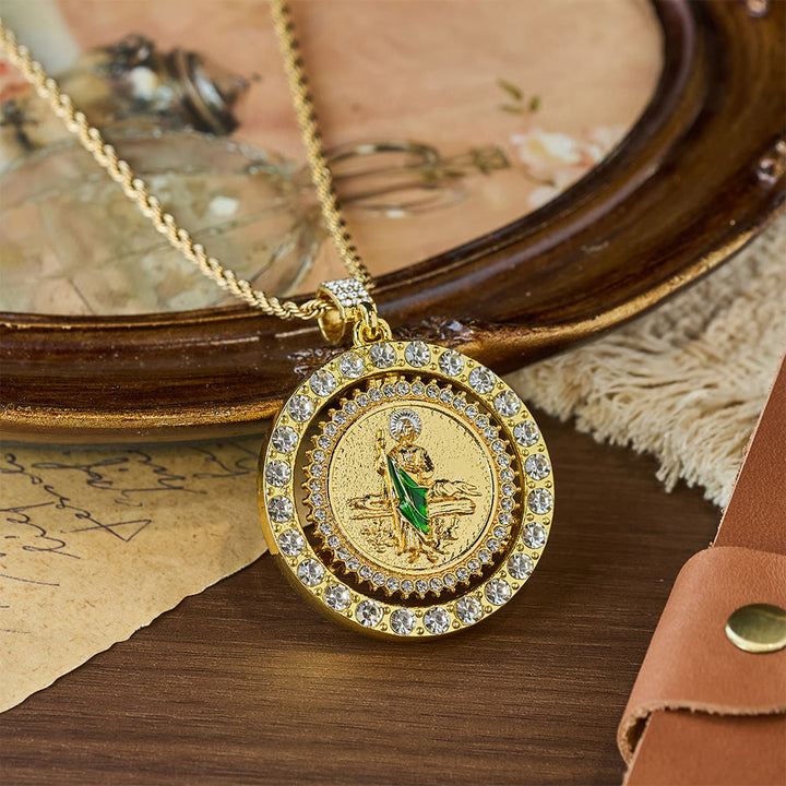 Christianartworkshop St. Jude with Green Robe Zircon Curb Bracelet: A Symbol of Sacred Grace and Protection - Necklace - image 6