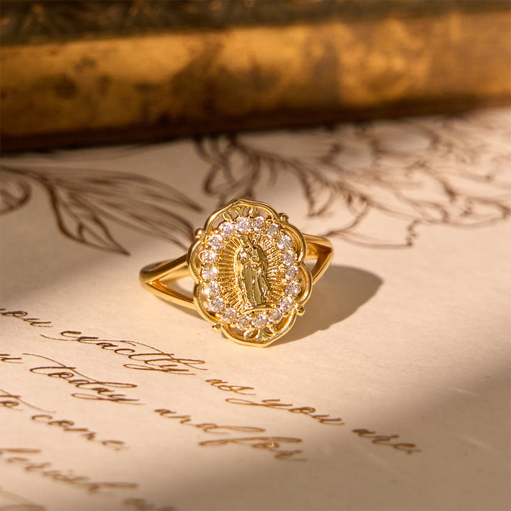 Christianartworkshop Ornate Golden Filigree Our Lady Ring: Merging Elegance with Spiritual Grace - image 3