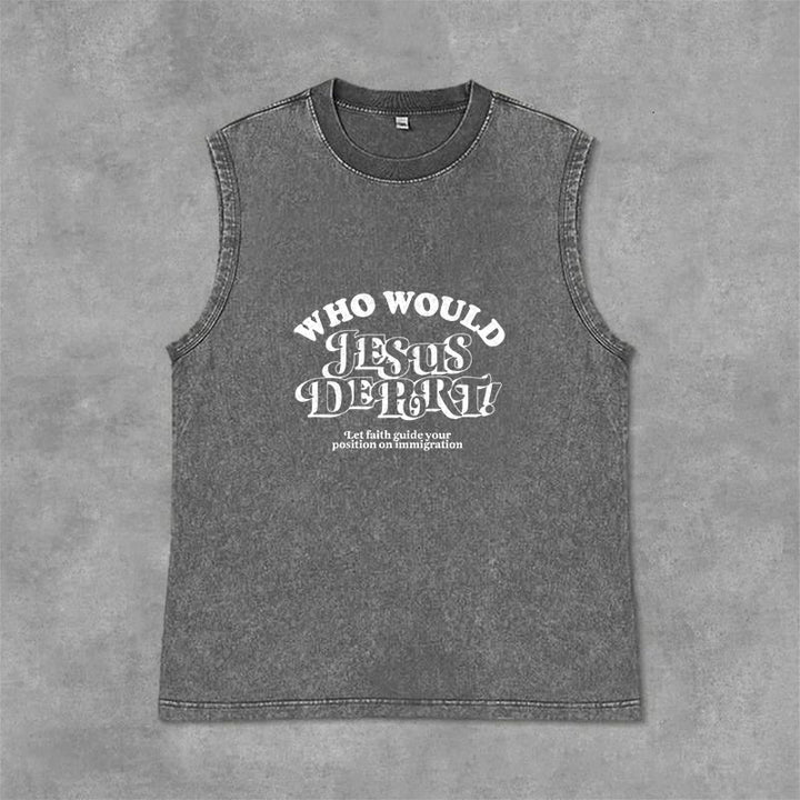 Christianartworkshop Inspirational Let Faith Guide You Unisex Washed Tank Top - Grey - 2XL - image 6