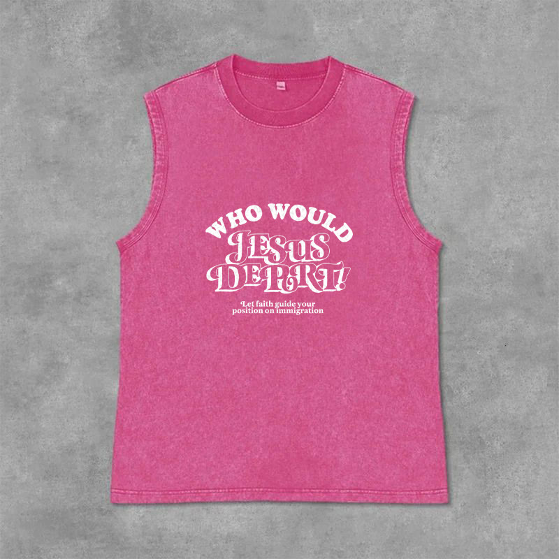Christianartworkshop Inspirational Let Faith Guide You Unisex Washed Tank Top - Pink - 2XL - image 9