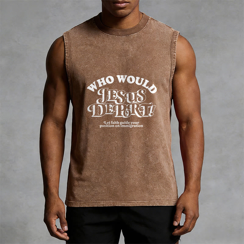 Christianartworkshop Inspirational Let Faith Guide You Unisex Washed Tank Top - image 13