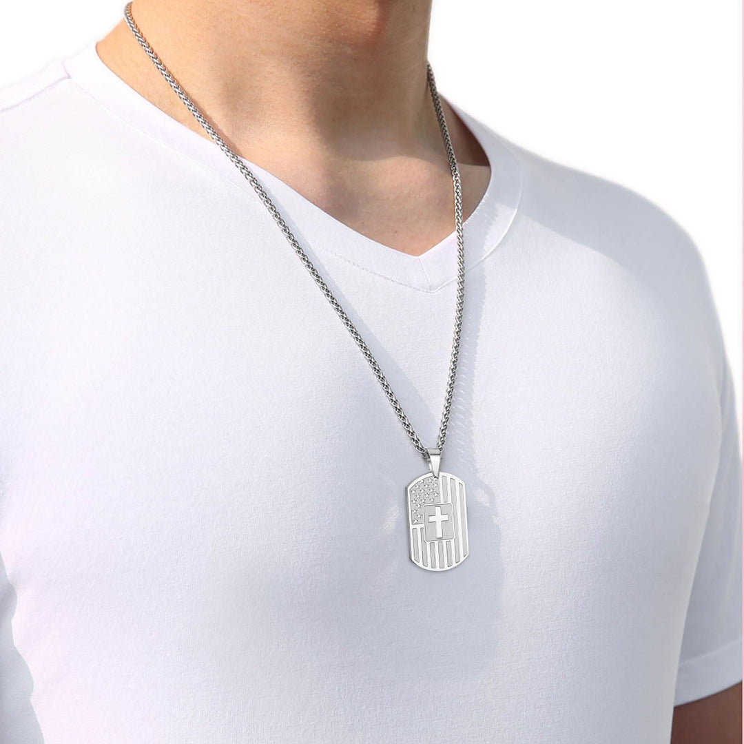 Christianartworkshop American Flag & Cross Double-Sided Scripture Necklace: A Symbol of Sacred Strength and Courage - image 7