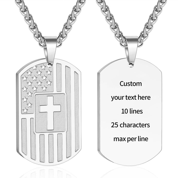 Christianartworkshop American Flag & Cross Double-Sided Scripture Necklace: A Symbol of Sacred Strength and Courage - Silver Custom - image 17